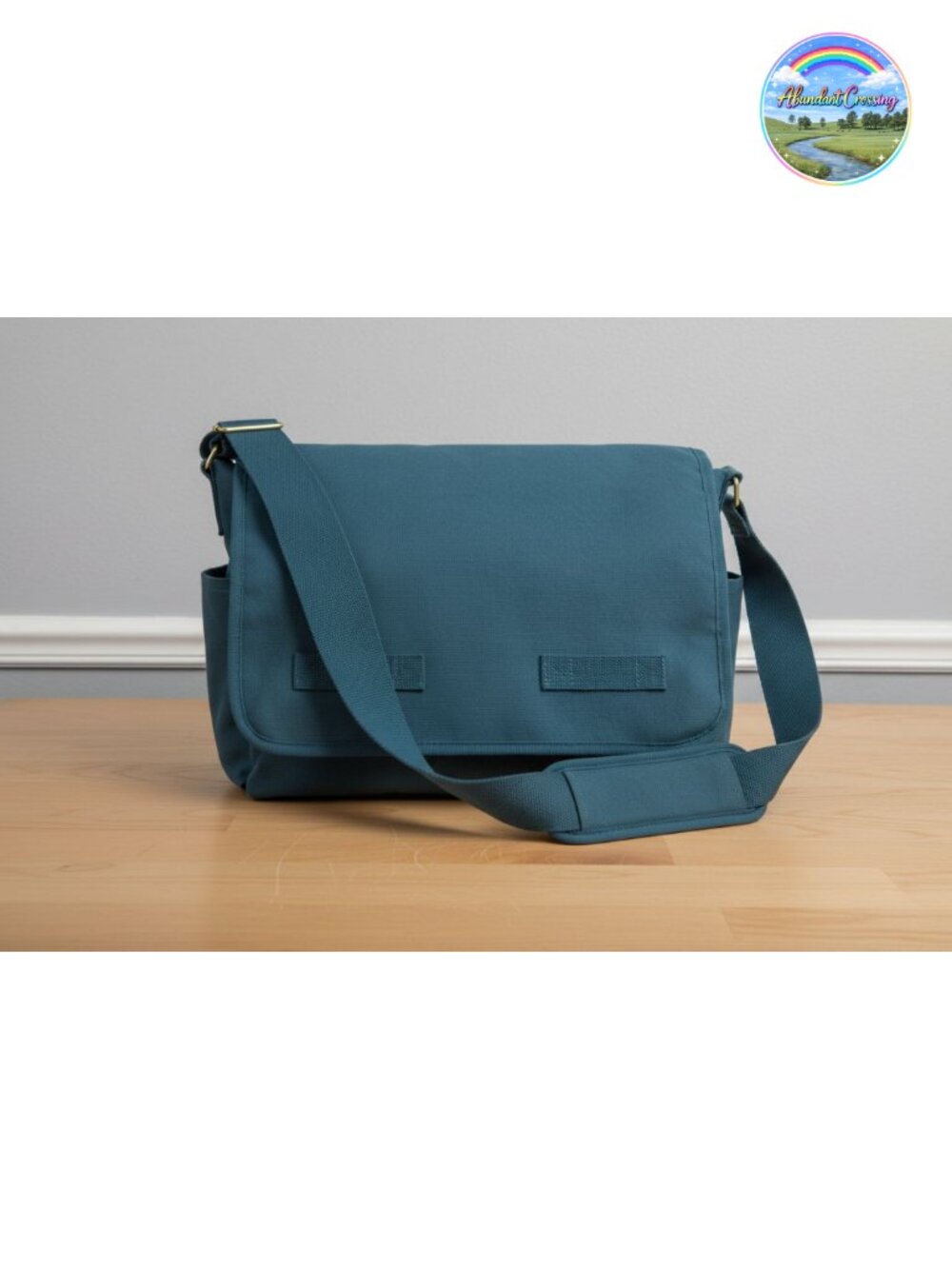 Cotton Canvas Messenger Shoulder Bag Padded Adjustable Strap Travel School